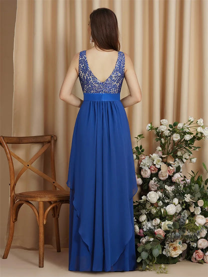 Chiffon Lace Long Prom Dresses Female Black Evening Party Gowns With Sashes Burgundy Vestido de Festa Longo Sleeveless Layers
