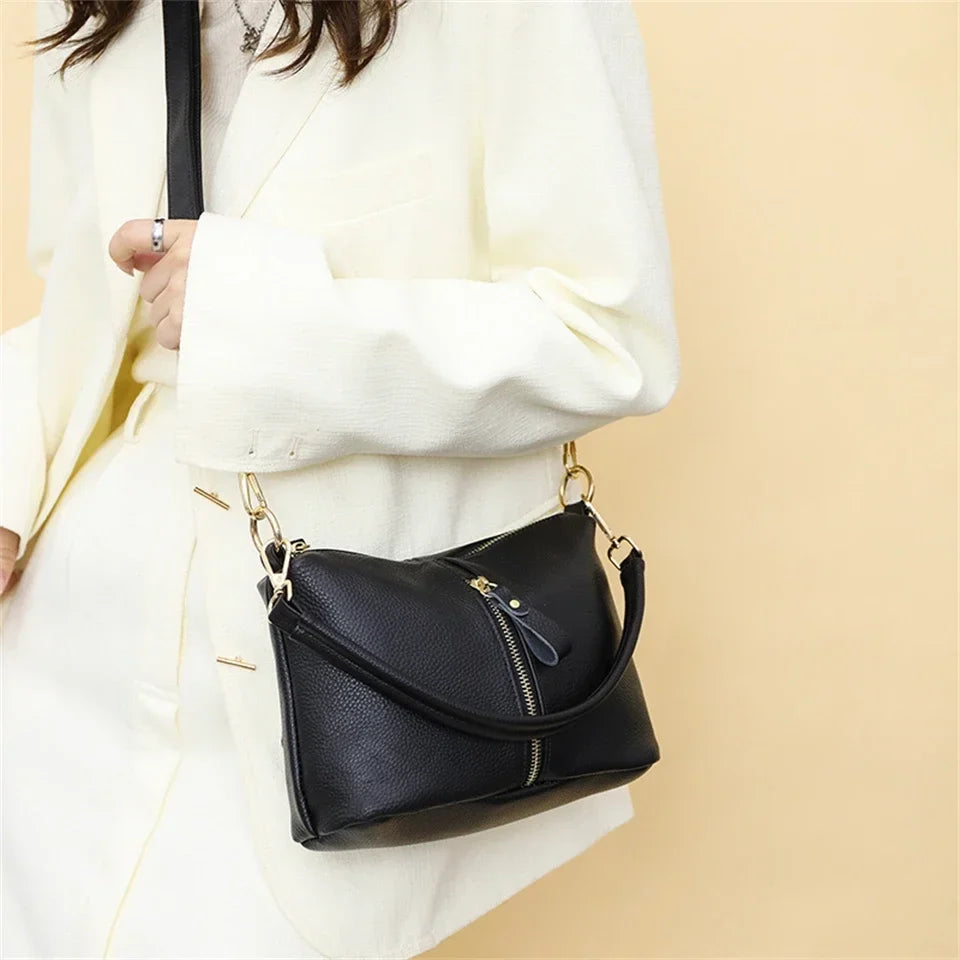 High Quality Genuine Leather Women Tote Bag Luxury Soft Cowhide Ladies Shoulder Crossbody Bags 2024 Fashion Female Messenger Sac