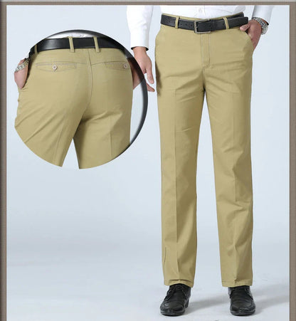 Summer Thin Men's Casual Autumn Thick 100% Cotton Suit Pants Classic Business Fashion Stretch Trousers Male Brand Clothes GOZBKF