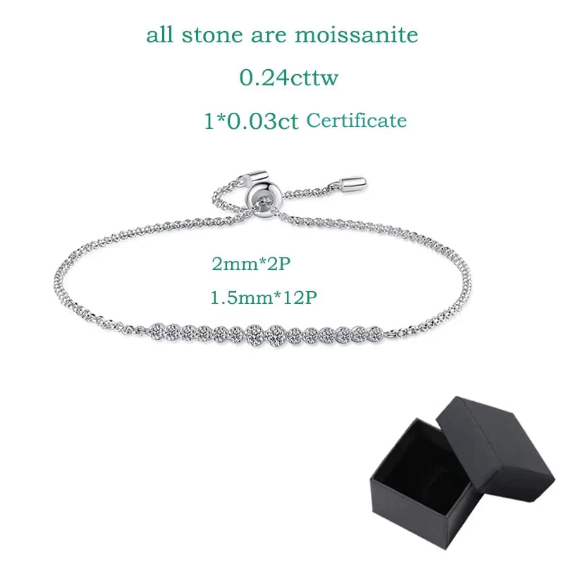 0.24cttw Gradient All Moissanite Bracelets for Women Round Brilliant Cut 100% S925 Sterling Silver Plated 18k Gold