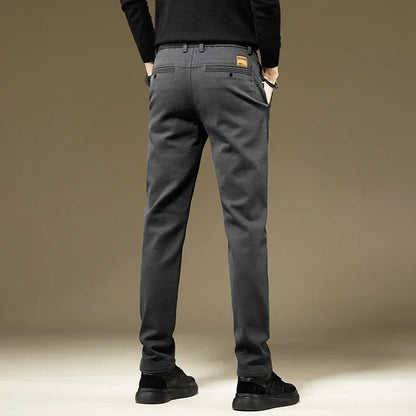Men's Pants Casual Cotton Solid Color Spring Autumn Straight Business Work Pants High Quality Fashion Black Grey Trousers