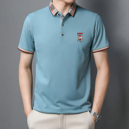 Men's Summer New Embroidered Short Sleeved Polo Shirt Luxury Brand Trendy Casual Lapel T-Shirt Breathable Top Men's Clothing