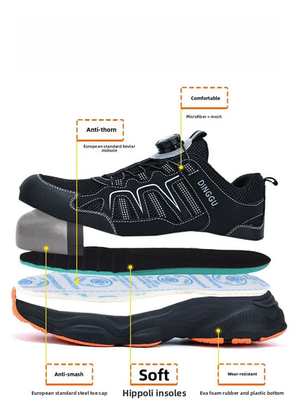 Men's Lightweight Steel Toe Caps Safety Shoes Anti Smashing Anti Piercing Work Shoes Fly Woven Labor Protection Footwear