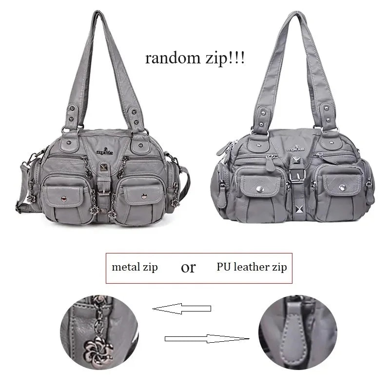 Women Small Handbags Satchel Top-handle Handbag PU Shoulder Bag 8”x11” Dumpling Pack Multi-pockets Shoulder Bag