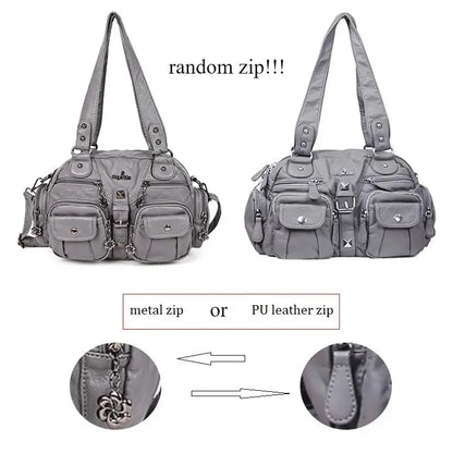 Women Small Handbags Satchel Top-handle Handbag PU Shoulder Bag 8”x11” Dumpling Pack Multi-pockets Shoulder Bag