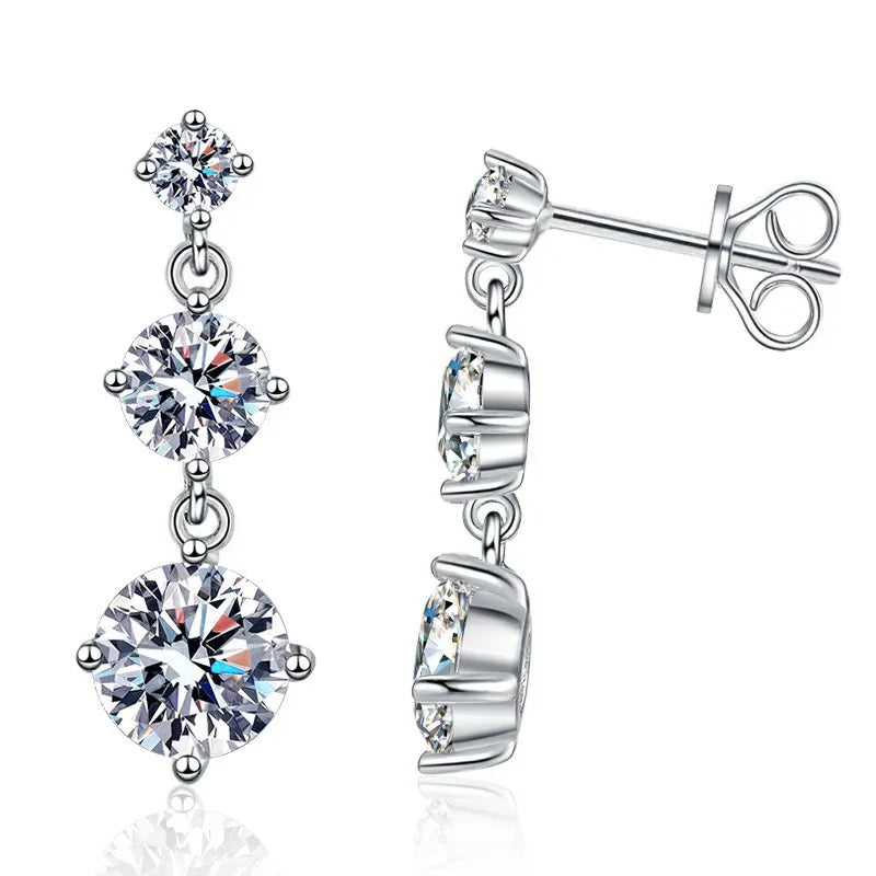 D VVS1 3.2CTTW Certified Moissanite Drop Earrings for Women Lab Diamond Wedding Jewelry 925 Sterling Silver Plated PT950