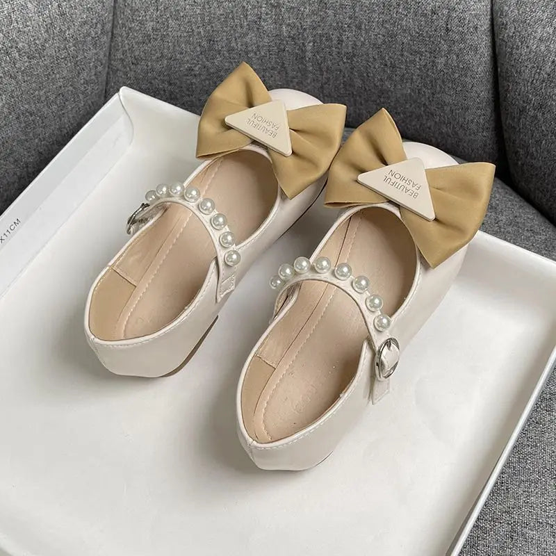 Girls Summer Fashion Princess Shoes Children Pearl Bow Tie Party Shoes Buckle Strap Velcro Sandals Mary Jane Breathable Sandals