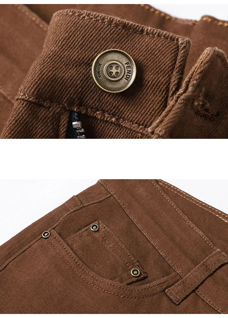 Men's New 92% Cotton Spring Autumn Jeans Stretch Straight Fashion Business Office Trousers Male Casual Plus Size Denim Pants