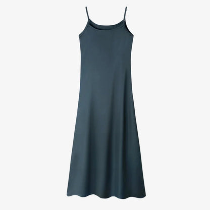 elegance slip satin dress + knitting cross top +mockneck woman clothing set adjustable maxi floor length