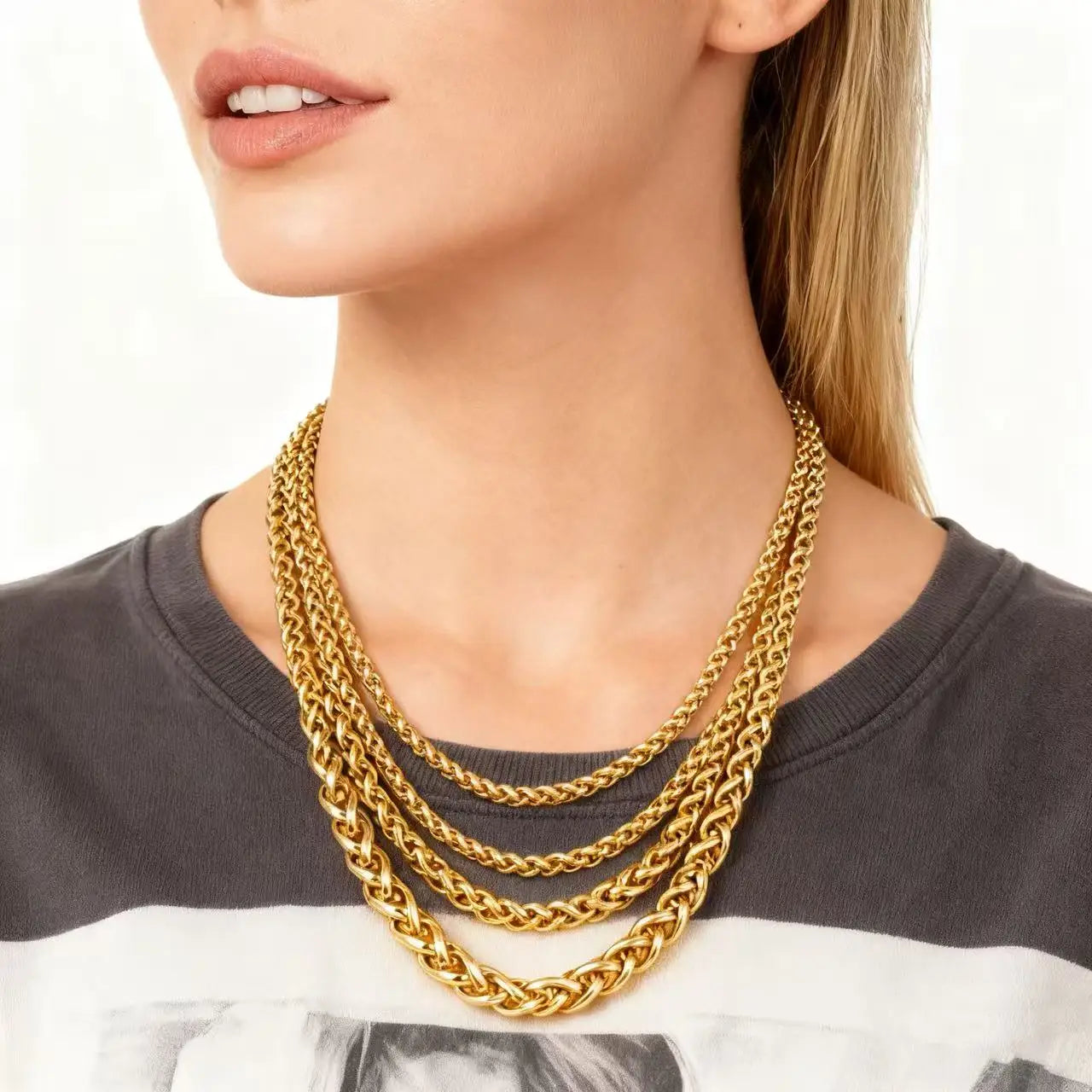STAINLESS STEEL SILVER COLOR TWIST ROPE CHAIN NECKLACE FOR MEN Women HIP HOP PUNK Jewelry Accessories 3/4/5/6/8MM Thick