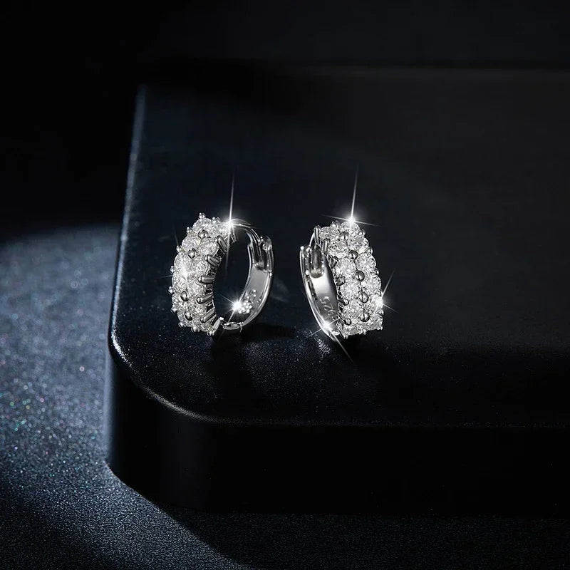Full Moissanite Stud Earrings For Women 925 Sterling Earring  Hoops Silver Sparkling Fine Jewelry Gifts with Certificate