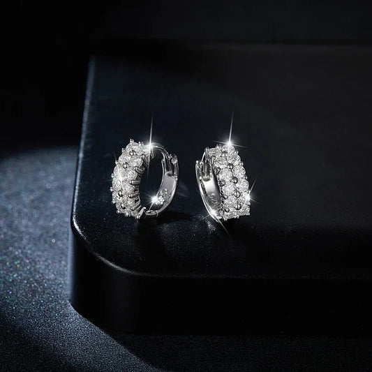 Full Moissanite Stud Earrings For Women 925 Sterling Earring  Hoops Silver Sparkling Fine Jewelry Gifts with Certificate