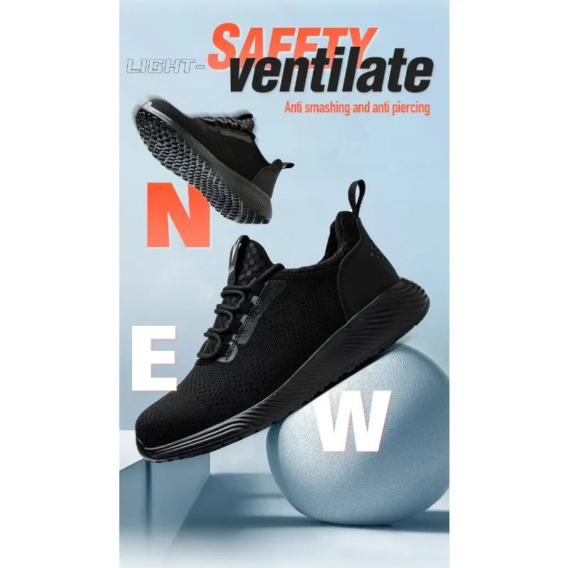 Men's Anti Smashing and Anti Stabbing Lightweight  Comfortable, Breathable  Protective and Safety Shoes