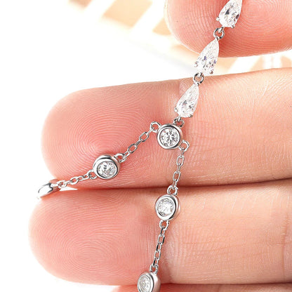 3mm Moissanite Finger Bracelets for Women 15-21cm Adjustable Chain GRA Certified s925 Sterling Silver Bubble Bracelet