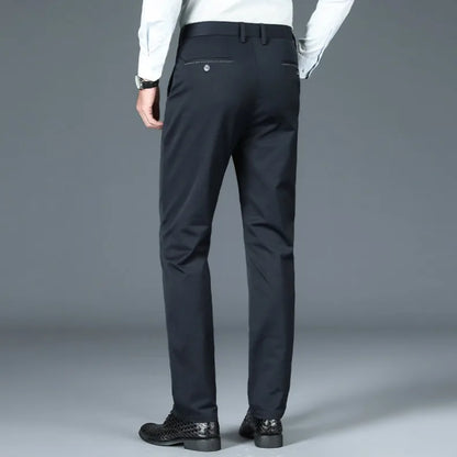 Business Formal Mens Casual Pants Autumn Winter Fashion Anti-wrinkle Straight Stretch Trousers Male Office Classic Suit Pants