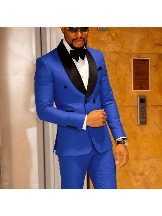 Men's 2 Piece Slim Fit Floral Tuxedo Suit Paisley Peak Lapel One Button Single Breasted Suit Jacket Pants Set