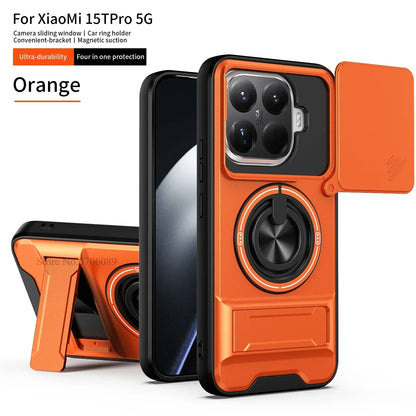 15T/15T Pro Armor Case For Xiaomi 15T Pro Case Shockproof Slide Lens Protector Phone Cover For Xiaomi 15T Case Fundas With Ring