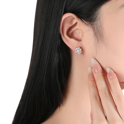 D VVS1 All Moissnaite Diamond Earring for Women 925 Sterling Sliver Plated 18k white gold Stud Ear Wedding Fine Jewelry