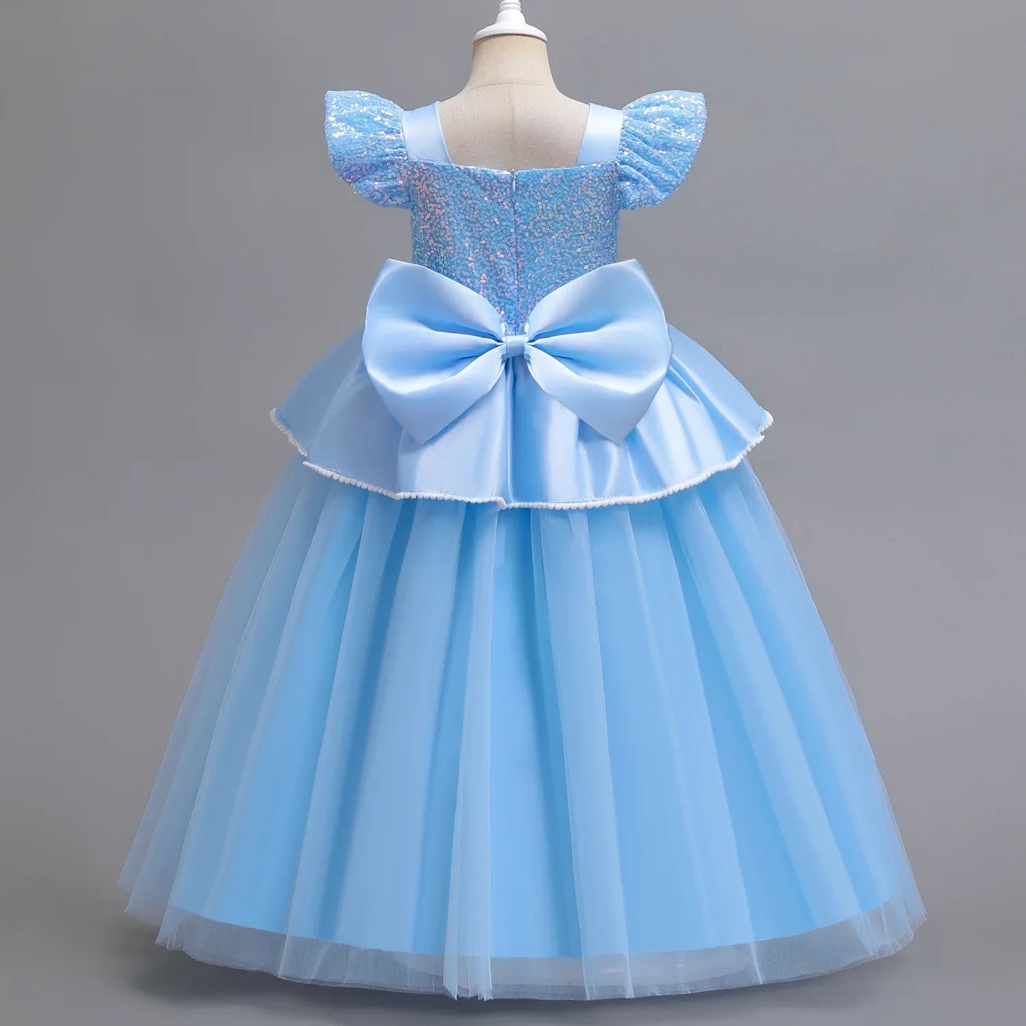 Cinderella Princess Cosplay Dress for Girl Kids Ball Gown Sequin Carnival TUTU Puff Mesh Clothing for Birthday Gift Purim Dress