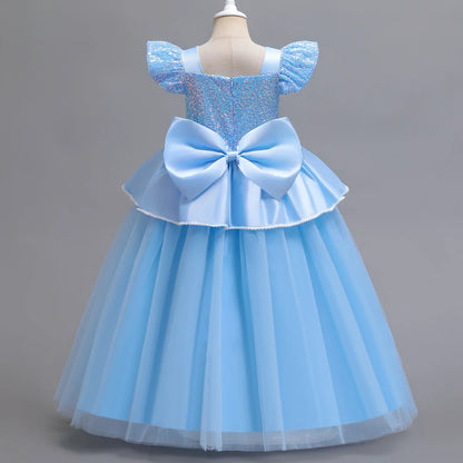 Cinderella Princess Cosplay Dress for Girl Kids Ball Gown Sequin Carnival TUTU Puff Mesh Clothing for Birthday Gift Purim Dress