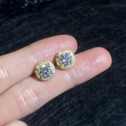 0.5ct 1ct 2ct Moissanite Stud Earrings For Women Party Bridal S925 Sterling Silver with Gold Plated Lab Diamond Earring
