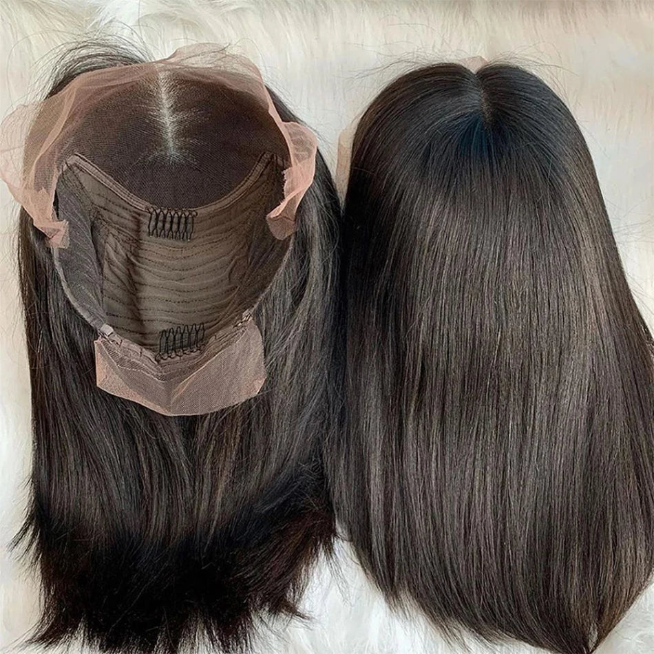 Bone Straight Short Bob Wigs Glueless Lace Front Human Hair Wigs 13x4 HD Transparent Lace Frontal Wig for Women Pre Plucked 250%