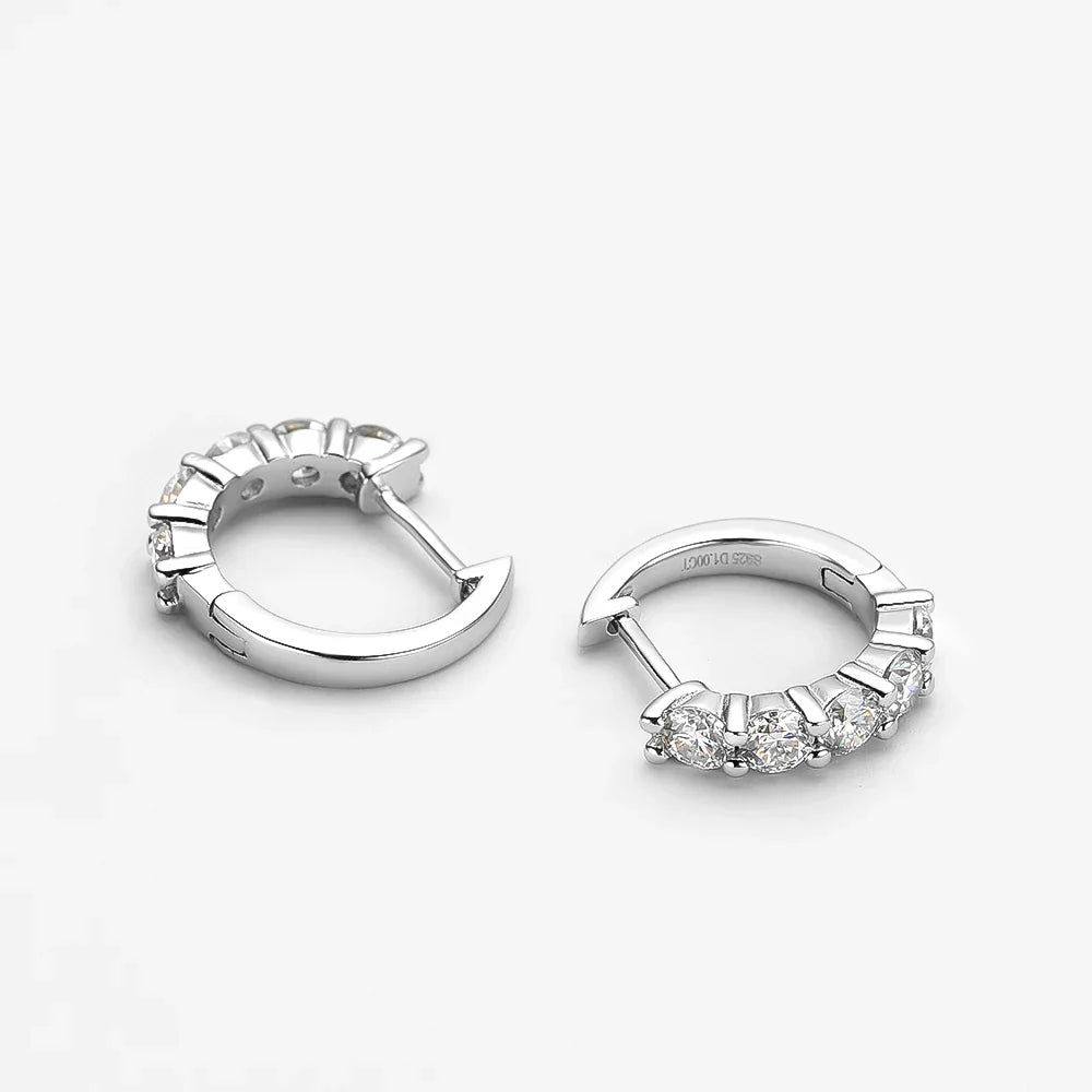 100% 925 Sterling Silver each 0.2ct 3.5mm Moissanite Hoop Earrings For Women Sparkling Wedding Party Fine Jewelry Gift