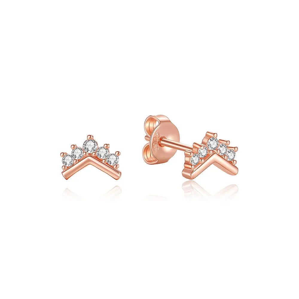 Original 925 Sterling Silver Earrings 2025 Stud Hoop Crystal Earings For Women Rose Gold Crown Heart Infinity Bee Earing Jewelry