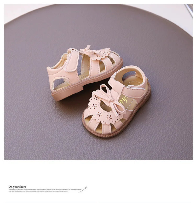 Summer Baby Girls Sandals Cut-Outs Lace Princess Shoes Children Sandals Anti Slip Soft Sole Toddler Kids Beach Shoes Size 15-25