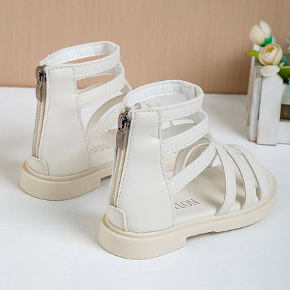 Girls Sandals 2026 Summer Kids Gladiator Sandals Boots  Roma Shoes Narrow Band Princess Shoes For Child Baby Black white