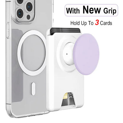 Universal Magnetic Wallet With Expanding Phone Grip,Phone Card Holder Solid SocketWallet For IPhone Samsung Wallets