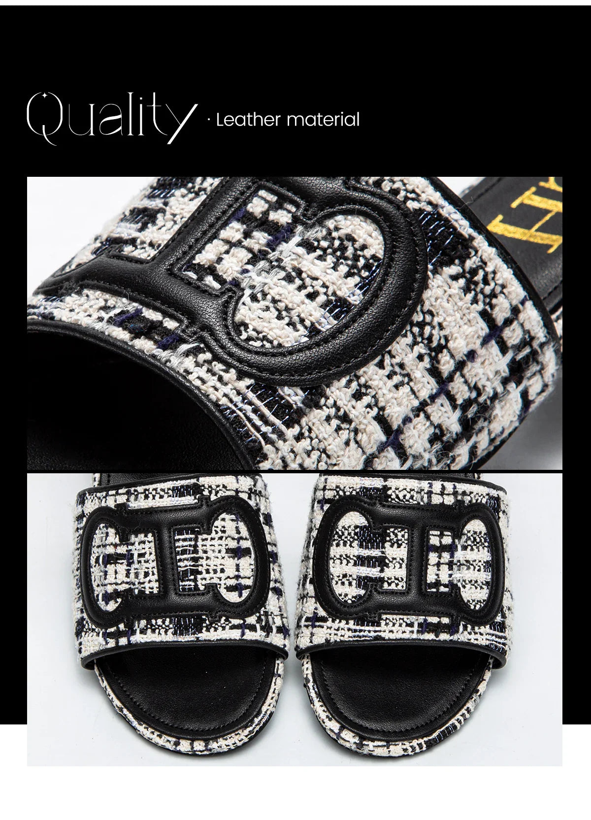Slippers New summer Brand Fabric Low Heel Sandals Outdoor Business Commuter Women's Shoes 2024