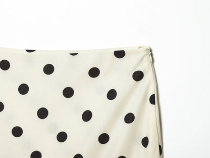 Elegant Summer Women Polka Dot Midi Skirt 2026 High Waist Irregular Hem Flowy Ruffle Skirt Beach Vacation Office Party Casual