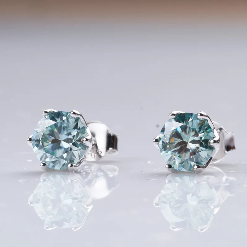 Real 1 CT D Color Moissanite Stud Earrings For Women Top Quality 925 Sterling Silver Sparkling Wedding Jewelry
