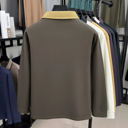 High quality luxury long sleeve polo shirt  men's spring autumn new trend brand cute dog embroidery Korean casual lapel T-shirt