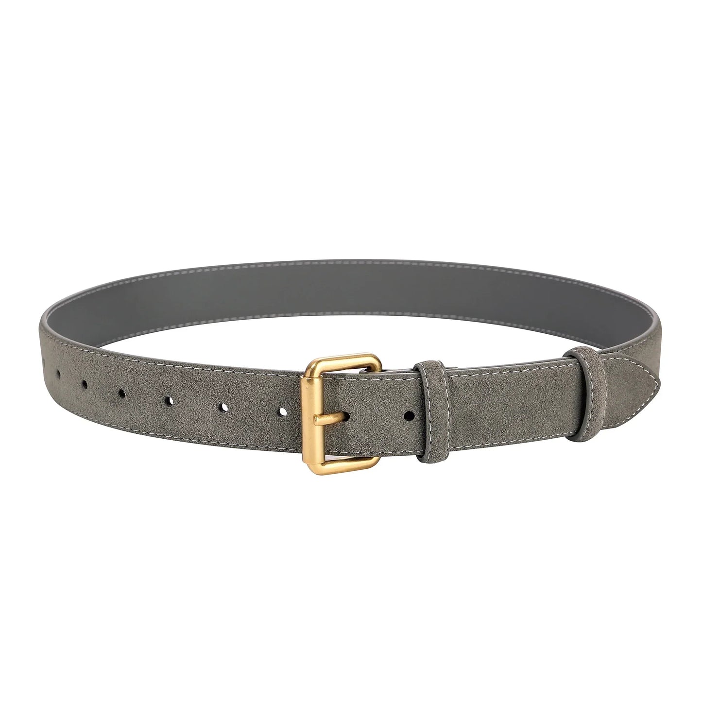 Luxury Suede Cowhide Leather Belt for Women, Vintage Style with Gold Buckle, 3.3cm Wide Waistband for Dresses & Jeans