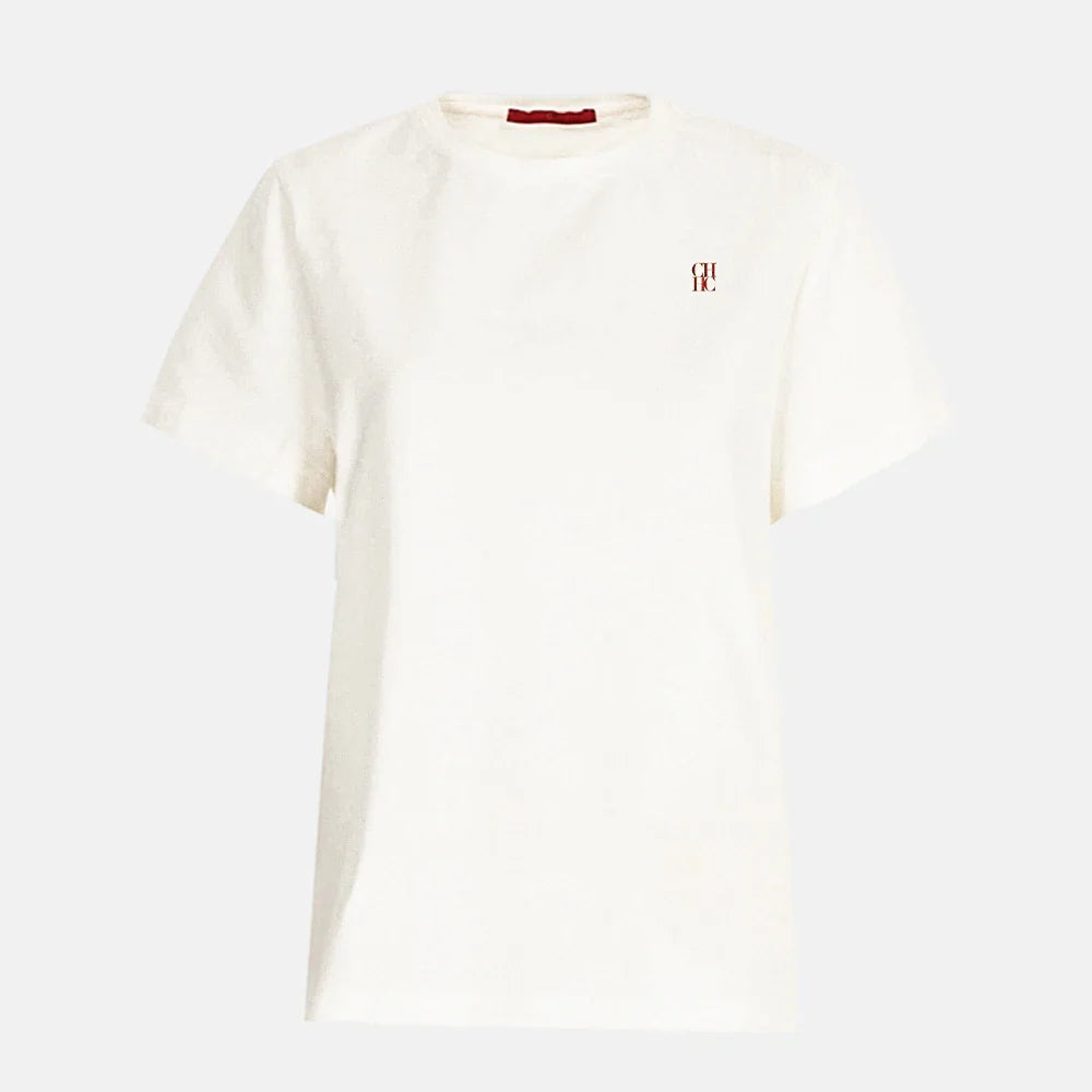 CHCH Mulheres Camisetas Manga Curta T-Shirts Casuais Novas Blusas Brancas Femininas Camisa Bordada Moda Senhoras Camisas de Algodão Blusas Femininas