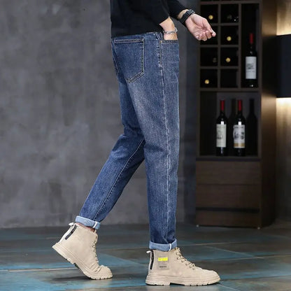 New Autumn/Winter 2026 Young Men Slim Stretch Jeans Straight Men High Waist Young Men Fashion Men's Trousers Jeans Pants