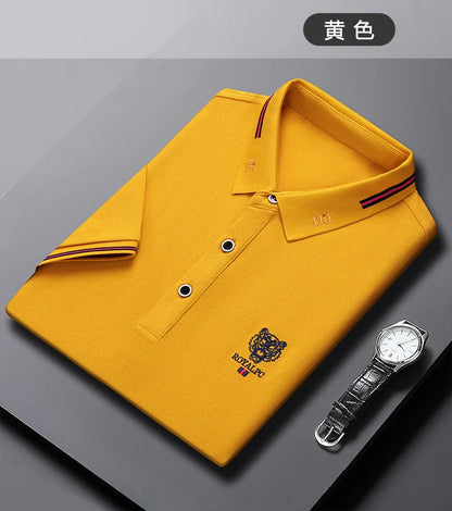 100% Cotton high-End Brand Men's Summer Exquisite Embroidery Short Sleeved Polo Shirt Trend Casual Lapel T-Shirt Men's Clothing