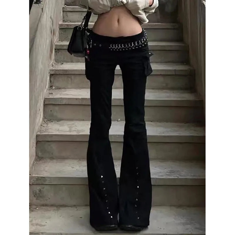 Women Black Gothic Baggy Jeans Harajuku Oversize Denim Trousers Japanese 2000s Style Y2k Vintage Jean Pants Trashy Clothes 2025