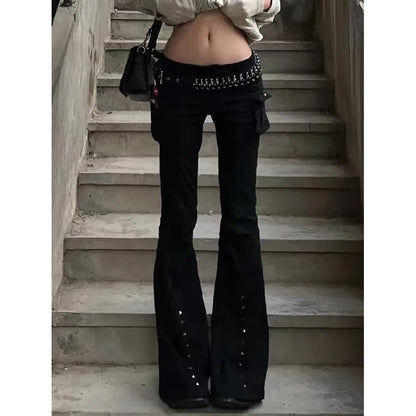 Women Black Gothic Baggy Jeans Harajuku Oversize Denim Trousers Japanese 2000s Style Y2k Vintage Jean Pants Trashy Clothes 2025