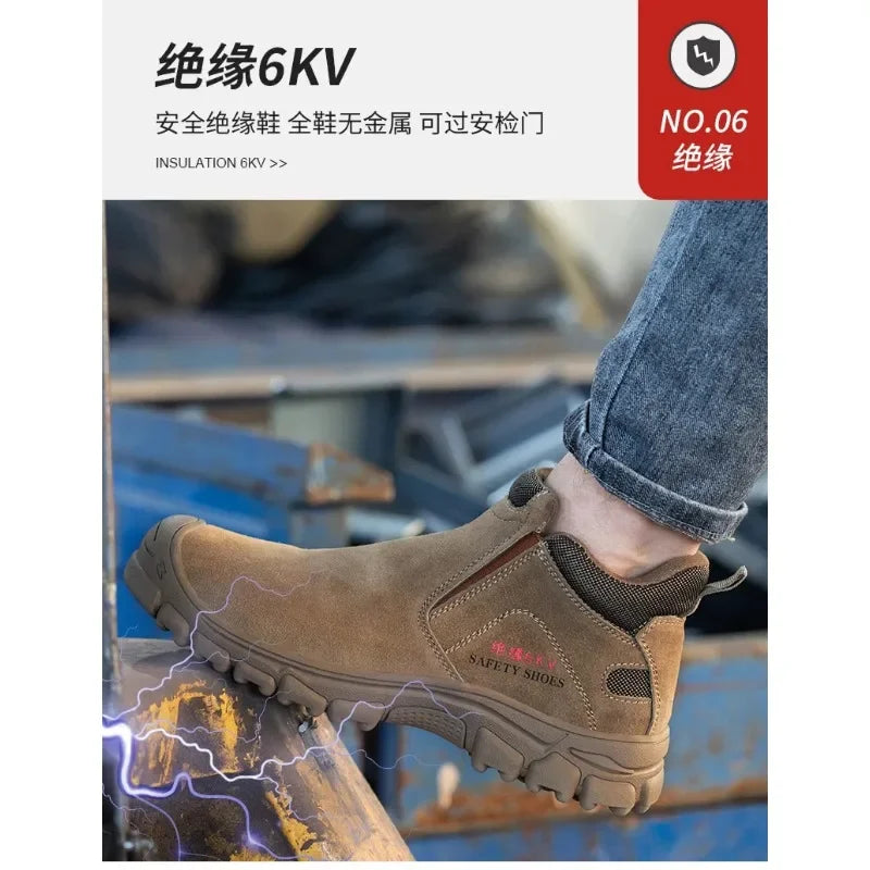 New Insulation 6KV Safety Shoes Men-Anti-Smash,Anti-Pierce Scald-Proof Welding Boots, Indestructible Work Boots for Men, Durable