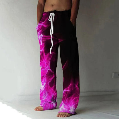 Men's Trousers Summer Pants Beach Pants Drawstring Elastic Waist flame 3D Print Graffiti Comfort Casual Daily Holiday Streetwear