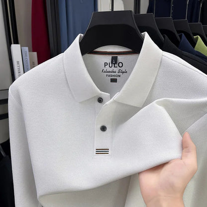 100% Breathable Cotton  Men's 2025 Autumn Long-Sleeve Polo Shirt - Classic Cotton Collared Business Casual Style