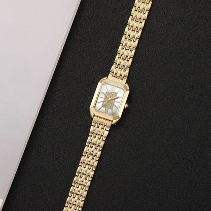 Fashion Rectangle Women Watches Stainless Steel Strap Quartz Wristwatches Reloj Mujer（Without Box）