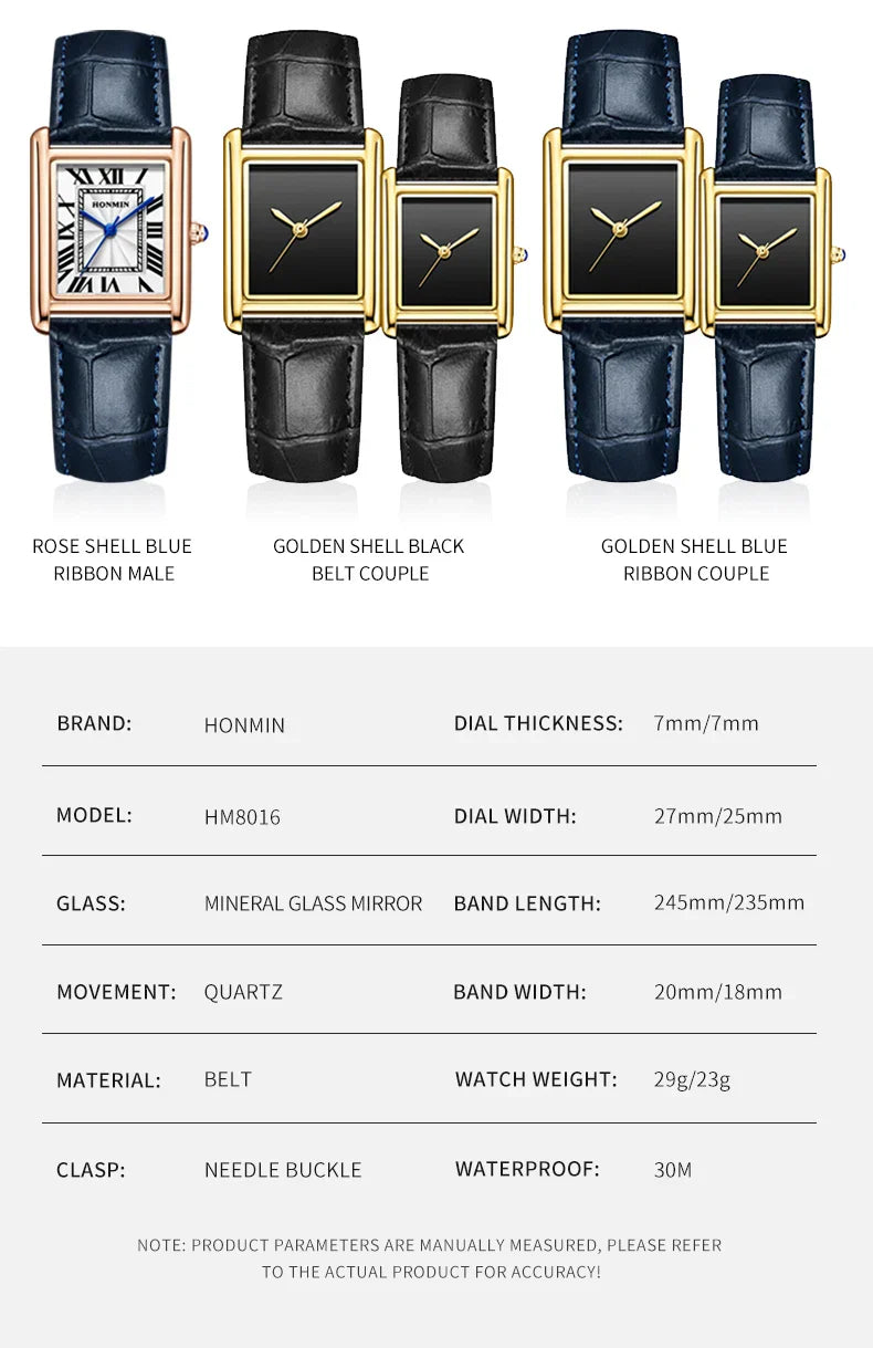 New Elegant Watches for Women and Men Fashion Leather Strap Waterproof Quartz Wristwatches Couple's Watches Gifts Drop Shipping