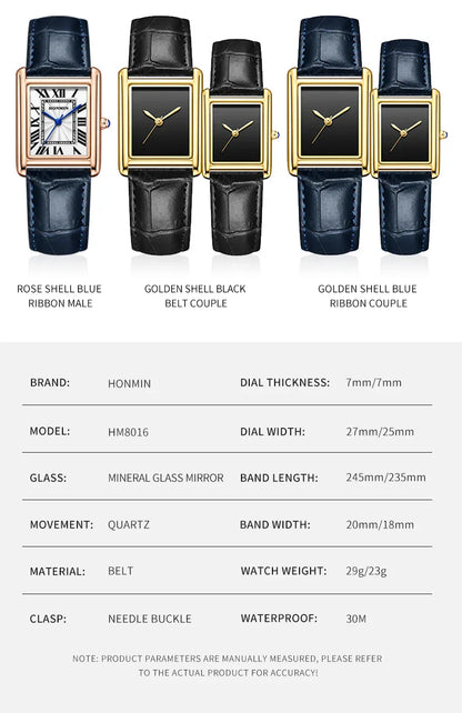 New Elegant Watches for Women and Men Fashion Leather Strap Waterproof Quartz Wristwatches Couple's Watches Gifts Drop Shipping