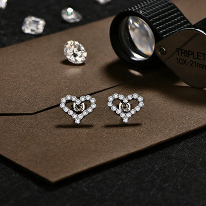 S925 Silver Hollow Heart Moissanite Earrings for Women Charm Love Anniversary Jewelry Elegant Birthday Gifts Certified