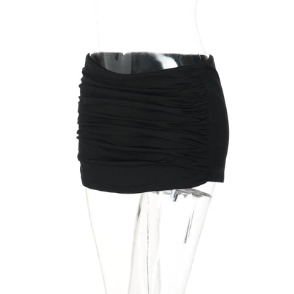Women'S Fashion High Waist Solid Ruched Draped Mini Skirt Female Clothes Streetwear Party Holiday Club Wholesale