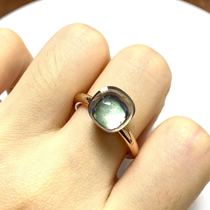 Stylish Purple Crystal Rose Gold Plated Candy Ring 30 Colors Simple Candy Color Jewelry Gift for Women Valentine's Day